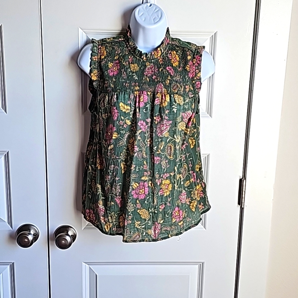 Nanette Lepore Sage Prairie Green Ruffled Smock Blouse in Women's Size Small EUC - Picture 2 of 9